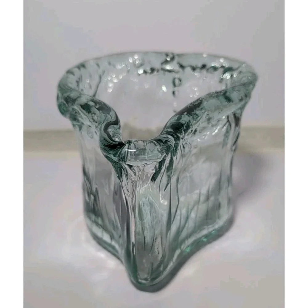 Freeform Recycled Glass Heart Abstract Vase Beachy Cottage Unique Rustic